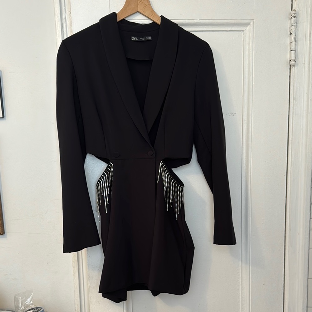 zara blazer romper with cutouts